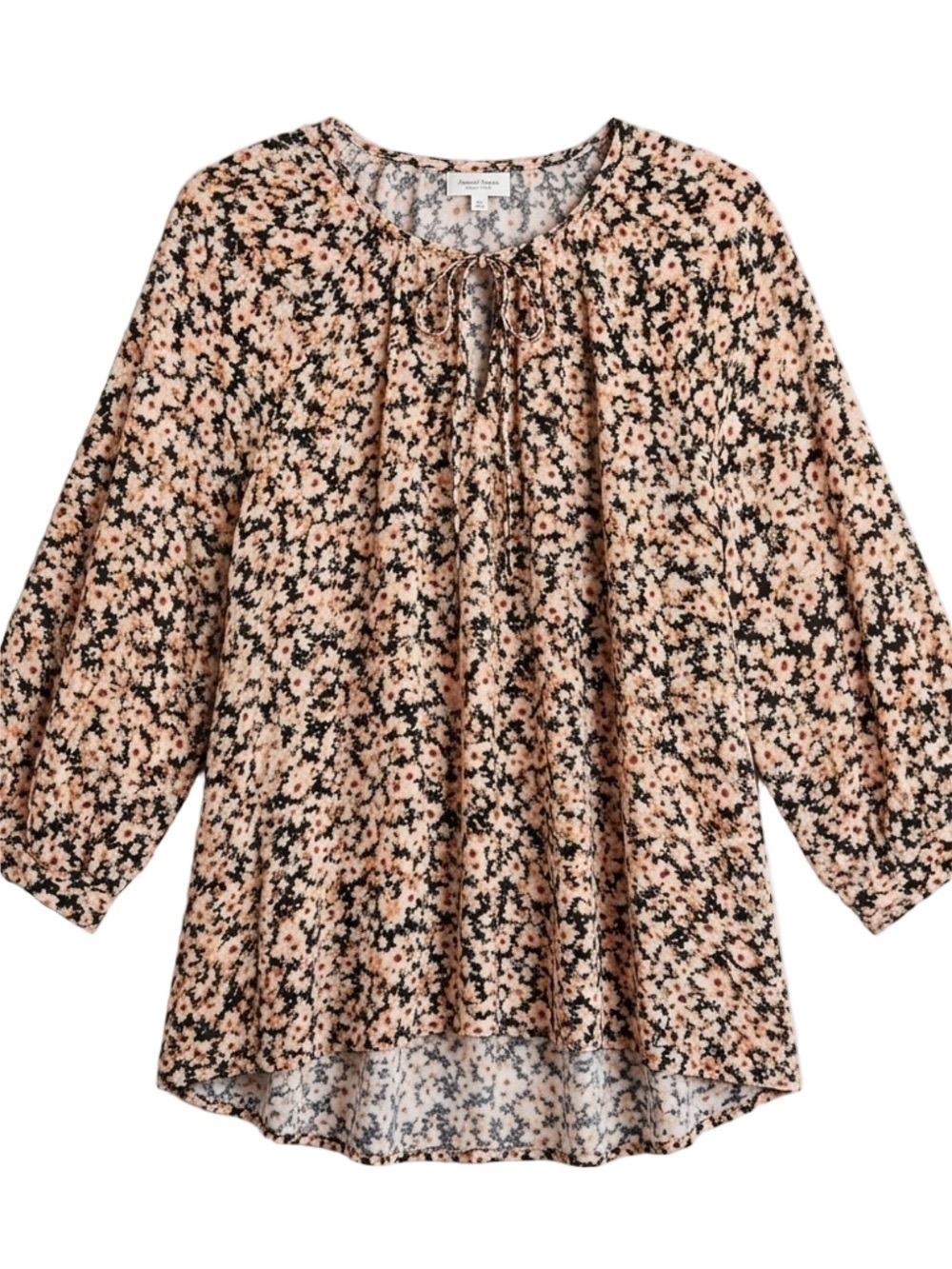 Maurices Floral Top Pink Green Rayon Blouse 3/4 Sleeve Lightweight Plus Size 1X